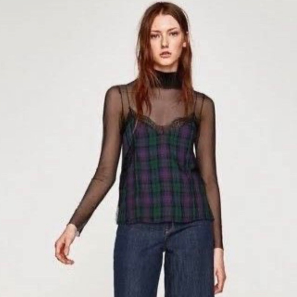 ZARA Lacey Plaid Tank